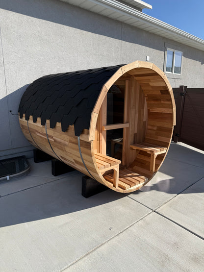 Out Door Barrel Sauna Person