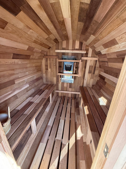 Out Door Barrel Sauna Person