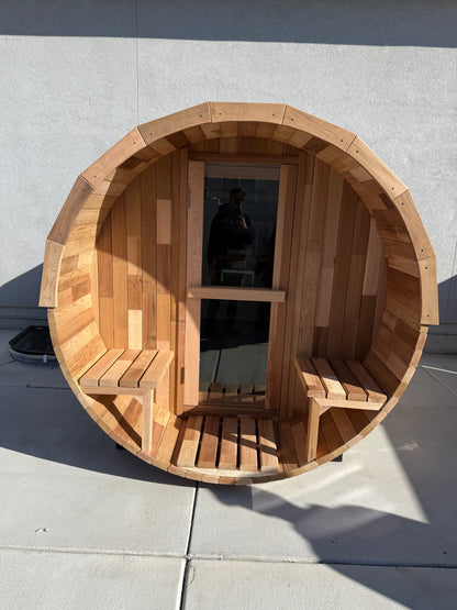 Out Door Barrel Sauna Person