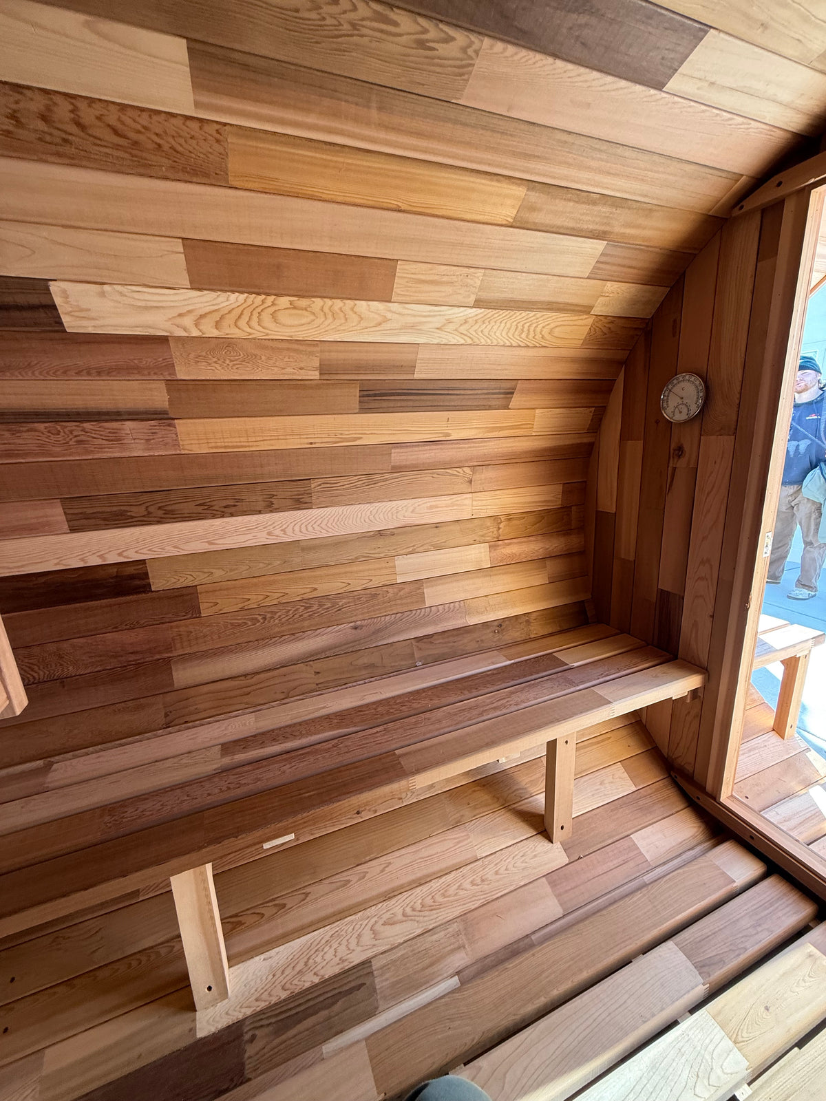 Out Door Barrel Sauna Person