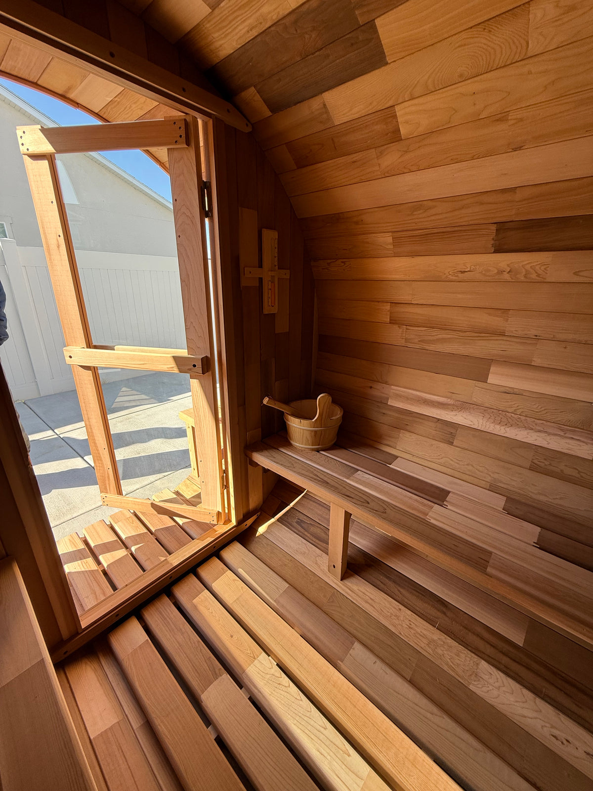 Out Door Barrel Sauna Person