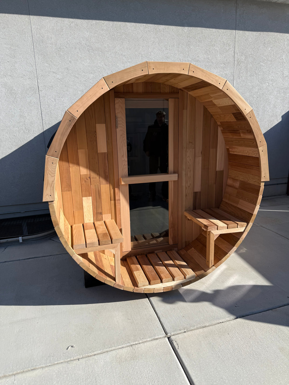 Out Door Barrel Sauna Person