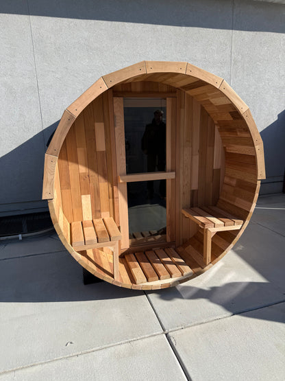 Out Door Barrel Sauna Person