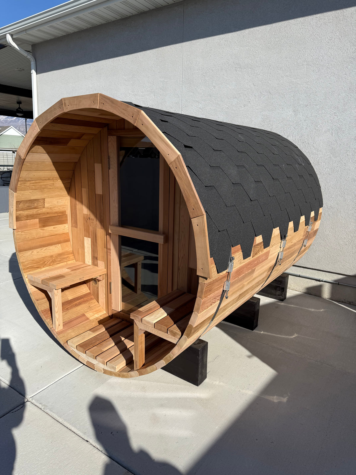 Out Door Barrel Sauna Person